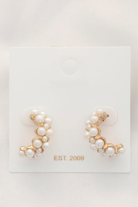 Pearl Bead Open Circle Earring